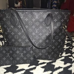 Louis Vuitton Black and Gray Monogram Tote